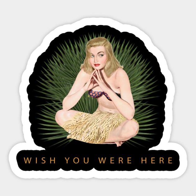 Hula Girl Wish You Were Here #4 Sticker by PauHanaDesign